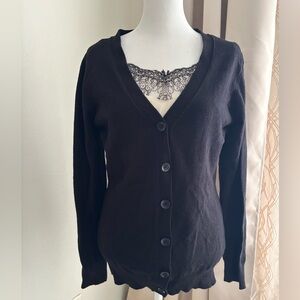Boston Proper Black Button-Up Cardigan, size M